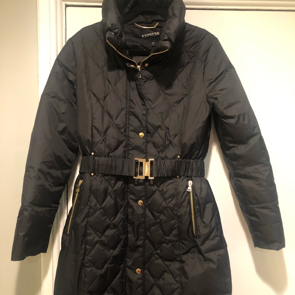 Women’s Express Belted Black Puffer Jacket